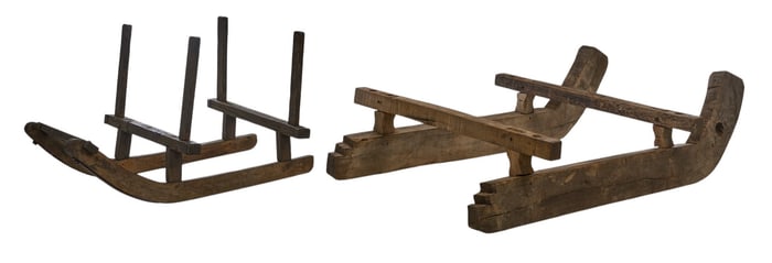 (2) Large Rustic Farming Sleds