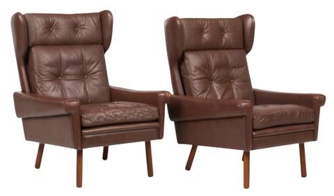 Pair of Danish Mid-Century Wingback Chairs