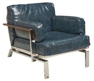 Chromcraft (USA) Blue Leather Chair