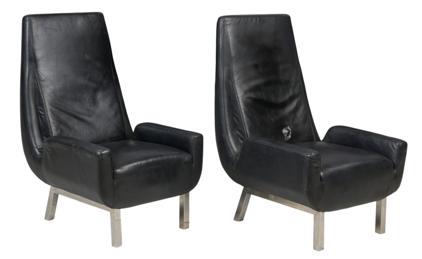 Pair of Mid-Century Style Black Vinyl Chairs (1 of 5)