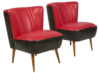 Pair of Red Vinyl Chairs