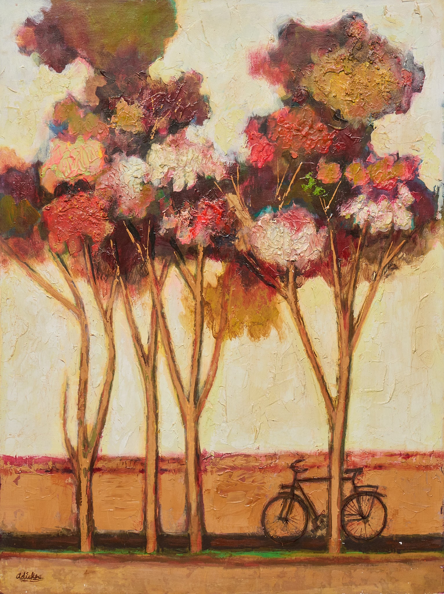 David Adickes, "Fall Trees with Bike" (1 of 4)
