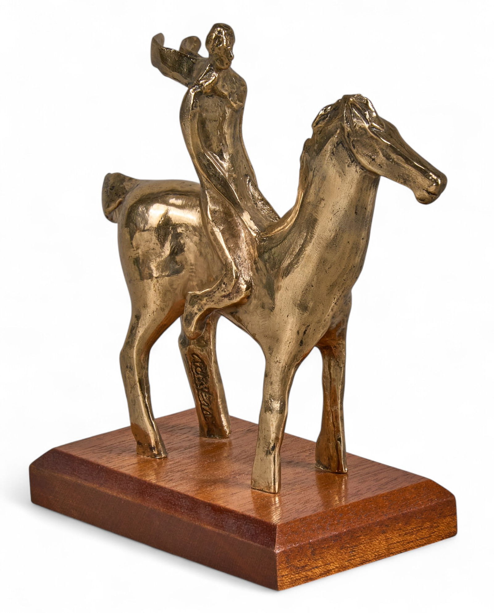 David Adickes, Man on Horse: David Pryor Adickes (Texas, 1927-2025), man on horse, bronze sculpture cast at Art Foundry Carpino (Houston, Texas), with brassy metallic finish