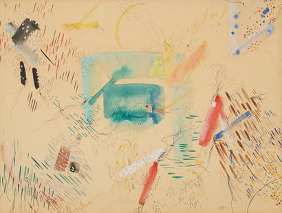 Paul Nabb, Abstract, 1951: Paul Nabb (New York, 20th C.), abstract composition, 1951, watercolor and mixed media on paper sight: 18 x 24 in., frame: 26 x 31.5 in.