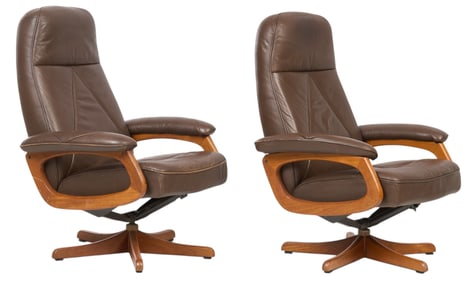 Pair of Lied Mobler Norwegian Leather Lounge Chairs