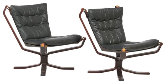 After Sigurd Ressell (NOR) Pair of Mid-Century "Falcon" Lounge Chairs
