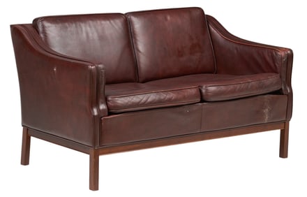 Danish Mid-Century Leather Loveseat