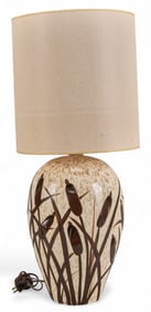 Pierced Ceramic Cattail Lamp