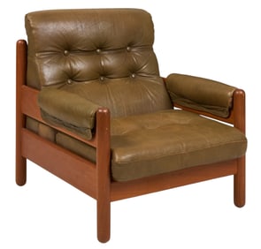 Danish Buffalo Hide and Teak Chair
