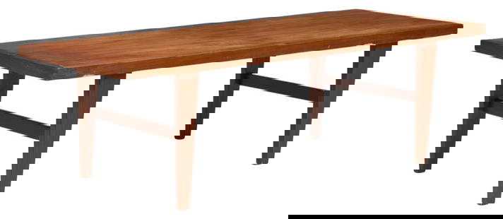 Danish Mid-Century Coffee table: Danish mid-century coffee table supported on block legs height 20 in. x width 67 in. x depth 24 in. Provenance: Imported directly from Denmark to Vogt Auction, curated from Danish estates and collecti