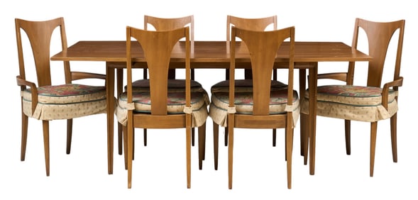 Mid-Century Drop Leaf Table and (6) Chairs