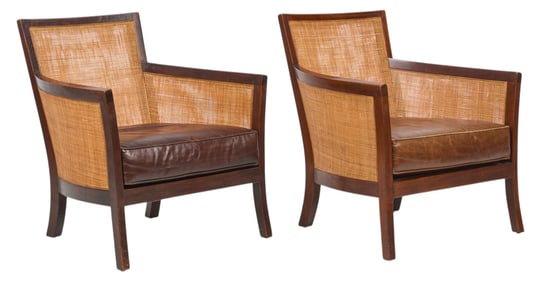 Pair of Crate and Barrel Double Wall Bamboo Chairs