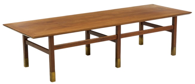 Teak Coffee Table with Brass Feet