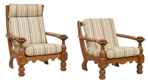 Pair of Henning Kjaernulf (DNK) His and Hers Mid-Century Chairs