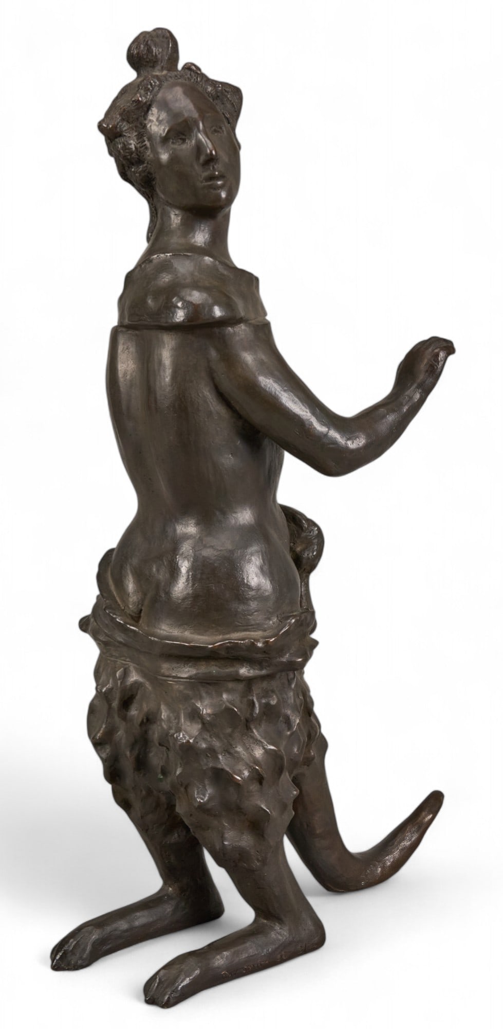 Ray Smith, Kangaroo Woman Bronze: Ray Smith (Texas / Mexico, b. 1959), surrealist style bronze sculpture with stacking body sections, including kangaroo legs and woman's nude torso, ed. 2/7