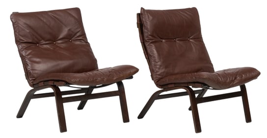 Pair of Danish Mid-Century Leather Lounge Chairs