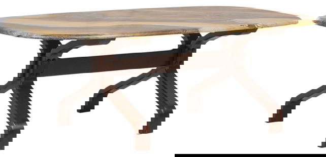 Danish Mid-Century Coffee Table: Danish mid-century coffee table with stone top supported on wooden base height 19 in. x width 55 in. x depth 31 in. Provenance: Imported directly from Denmark to Vogt Auction, curated from Danish esta