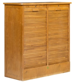 Danish Mid-Century Tambour Media Cabinet