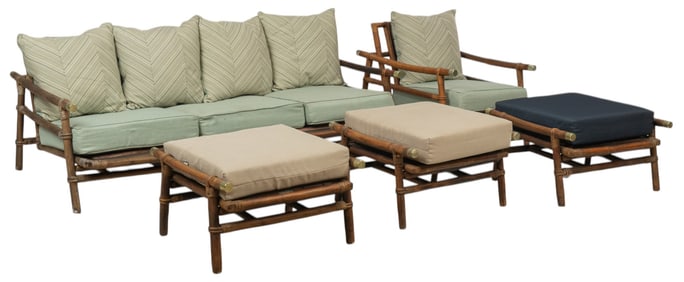 (5) Pc Ficks Reed Co. Rattan Patio Set