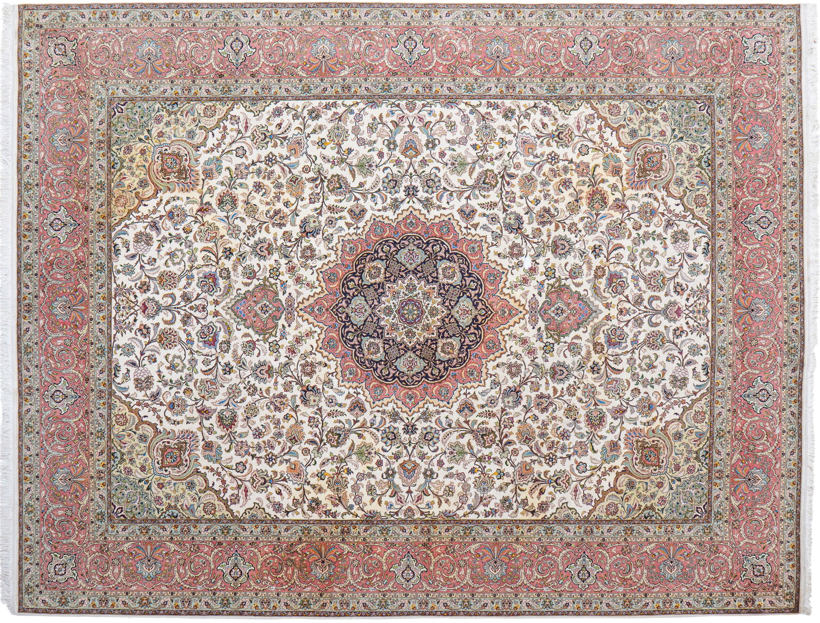 Handwoven Estate Rug, 12 ft.10 in. x 9 ft. 11 in.: Handwoven estate rug 12 ft.10 in. x 9 ft. 11 in. Provenance: Property from a home in the Dominion neighborhood of San Antonio, Texas 