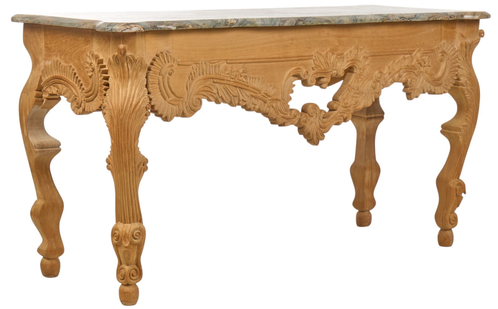 French Provincial Marble Top Carved Entry Table (1 of 4)