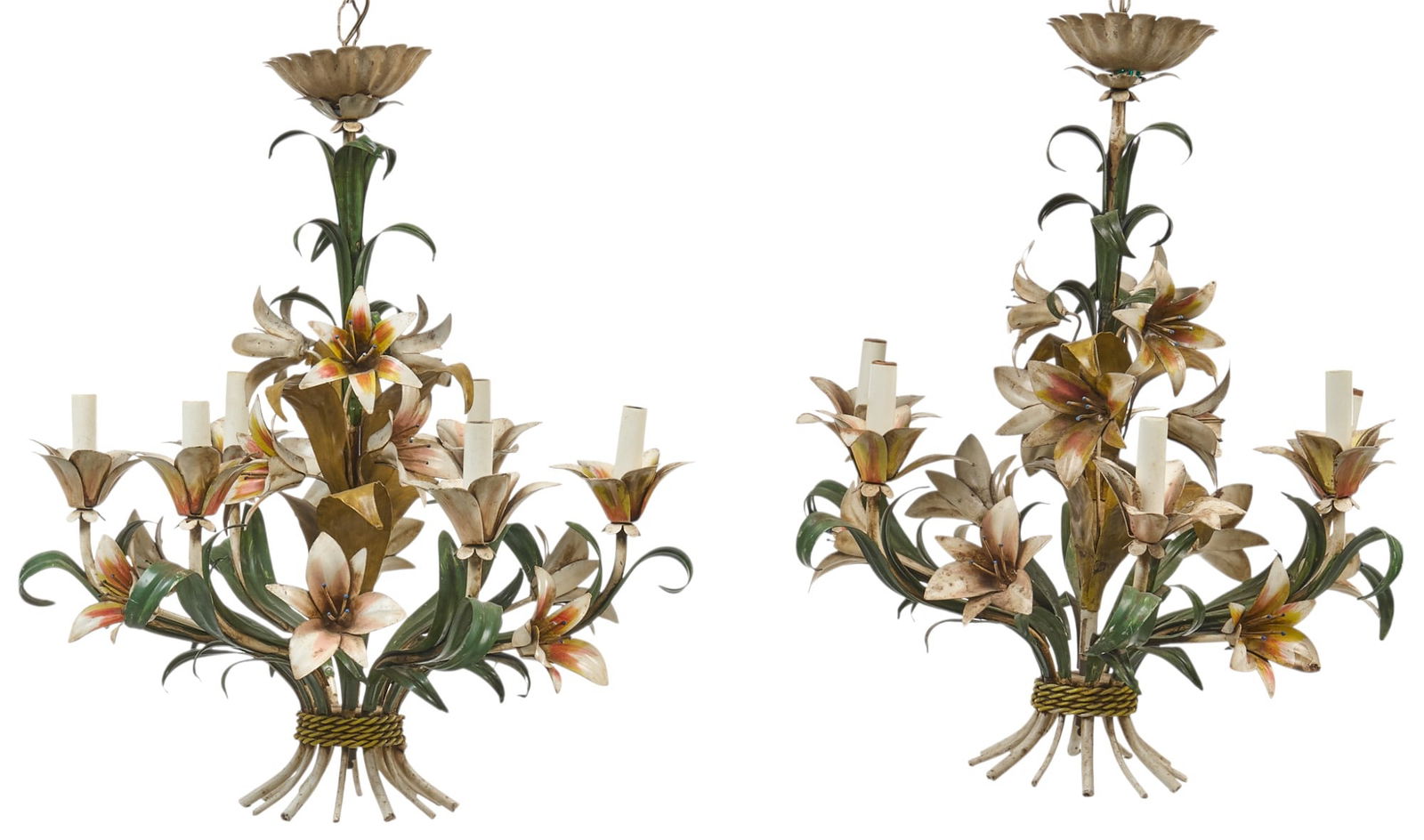 Pair of Italian Tole Floral Chandeliers (1 of 5)