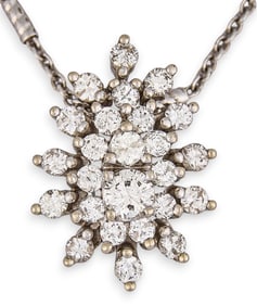 14K White Gold Diamond Necklace & Pendant