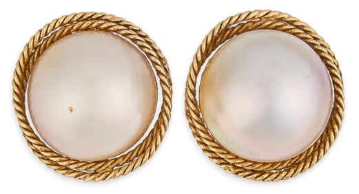 14K Mabe Pearl Earrings