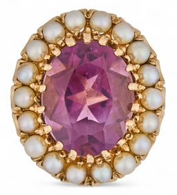 14K Amethyst & Pearl Ring