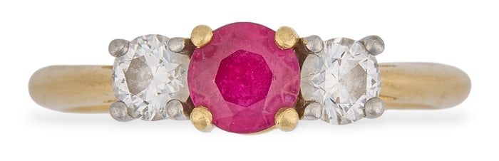 Tiffany and Co. 14K Ruby and Diamond Ring