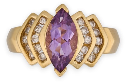 14K Amethyst & Diamond Ring
