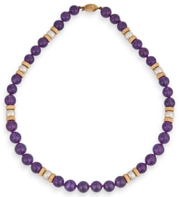 14K Amethyst Pearl Necklace