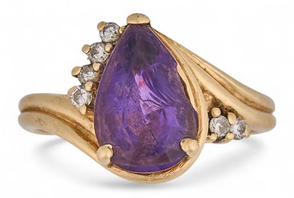 14K Amethyst & Diamond Ring