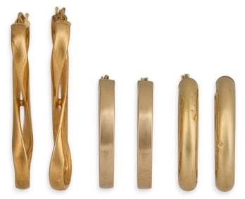 (3) Pairs of 14K Hoop Earrings