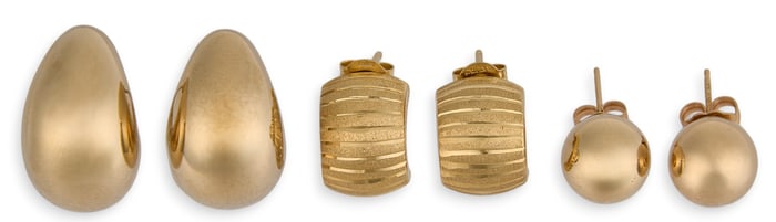 (3) Pairs of Gold Hoop Earrings