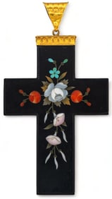 Pietra Dura 14K Cross Pendant
