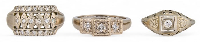 (3) 14K White Gold Diamond Rings
