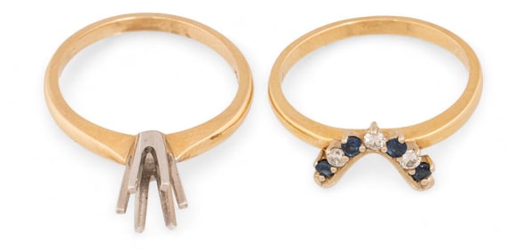 14K Gold Diamond and Sapphire ring and Diamond Ring Mount