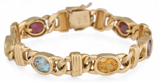 14K Gemstone Chain Bracelet