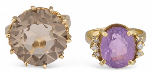 Pair of 14K Gemstone Rings