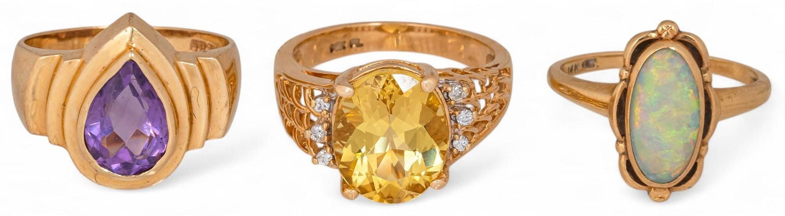 Set of (3) 14K Gemstone Rings (1 of 7)