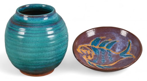 (2) Harding Black Pottery Pieces