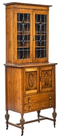 Antique Hutch with Stained Glass