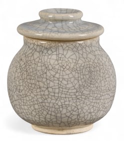 Harding Black, White Crackle Glaze Jar, 1987