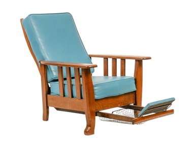 Vintage Blue Leather Recliner