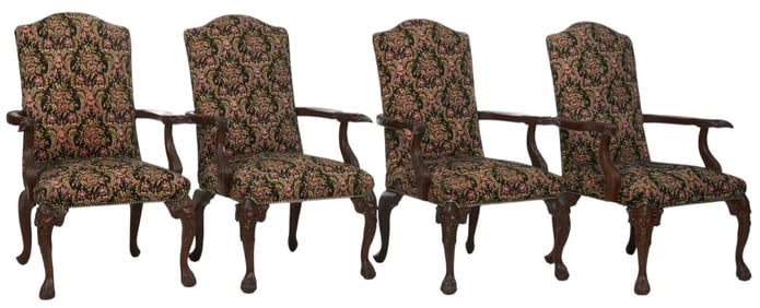 (4) Carved Crest Back Chairs