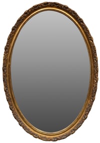 Oval Mirror with Gold Toned Frame