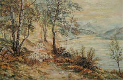 Vintage Shepherd Scene Painting