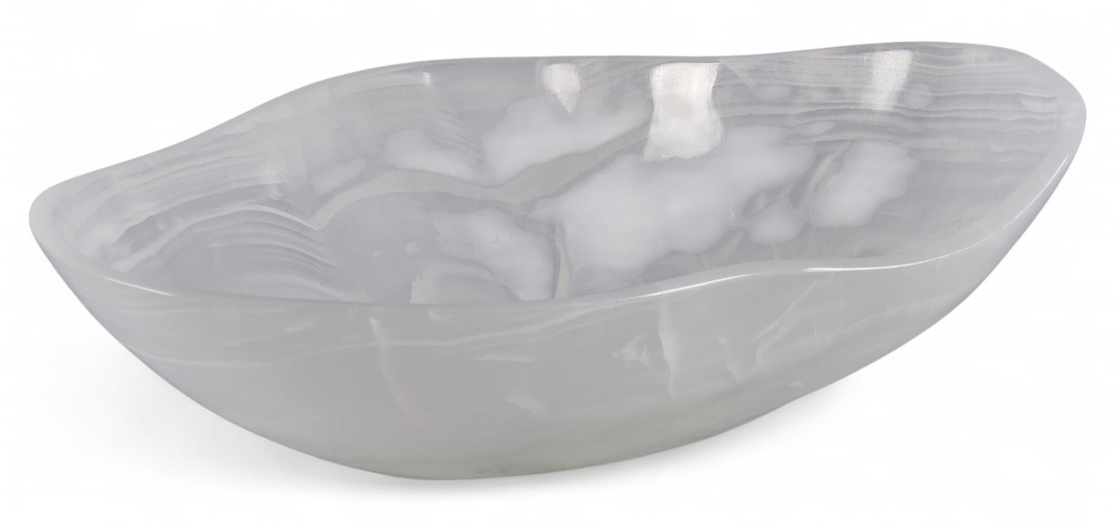 White Onyx Bowl: White onyx bowl height 13 in. x width 11 in. x depth 5 in. Total weight: 5.3 lbs Provenance: Property from a home in Boerne, Texas