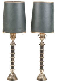 Pair of Black and Silver Lamps